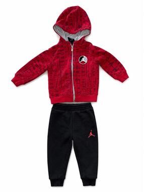 Jordan Baby 2-Piece Hooded Sweatshirt and Jogger Set 12M Red Black